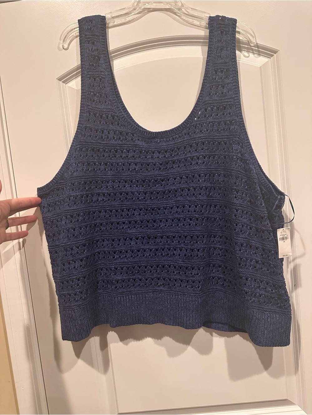 Blue Knit Tank Top – Women's Sleeveless Crochet Style